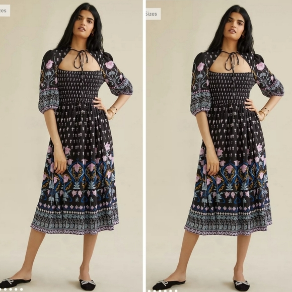 Anthropologie Dasha Smocked Midi Dress - MP - Picture 4 of 15